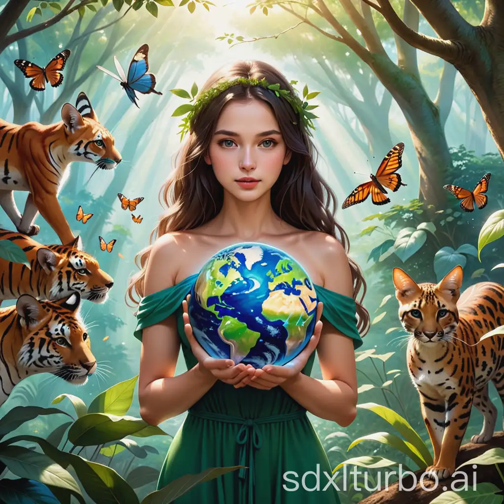 Women with earth and fauna