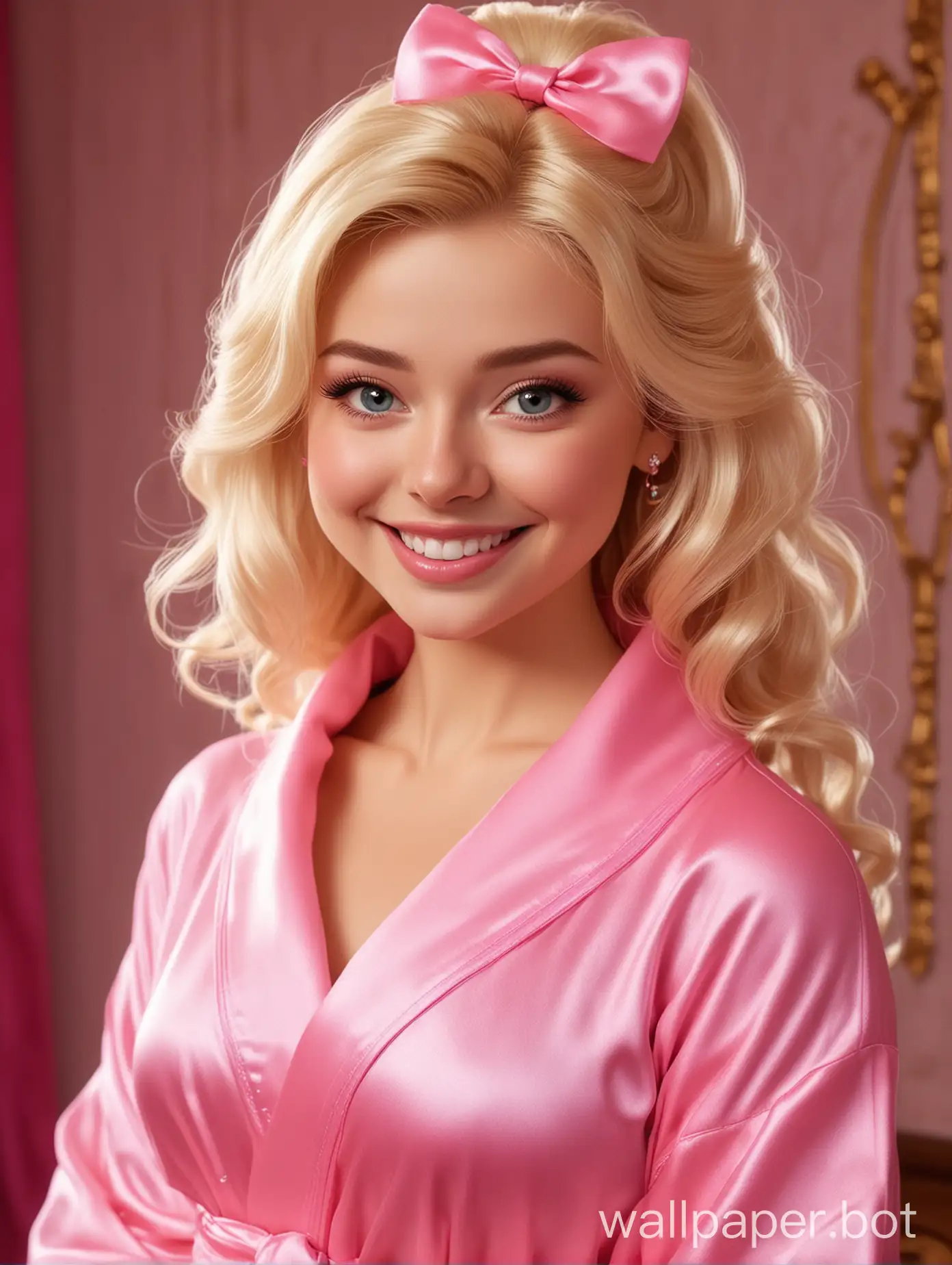 Realistic-Disney-Cutie-Alyonushka-Smiling-in-Bright-Pink-Silk-Robe