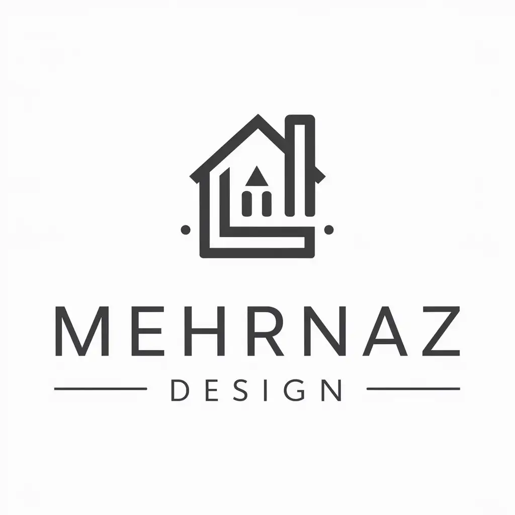 a logo design,with the text "Mehrnaz design", main symbol:I want the logo to be architecture-related,Moderate,be used in Construction industry,clear background