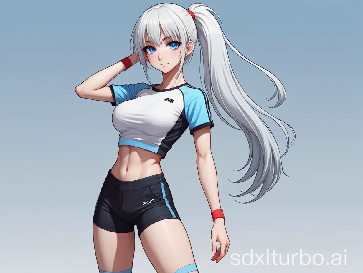 Attractive-Anime-Girl-with-Long-White-Hair-and-Blue-Outfit
