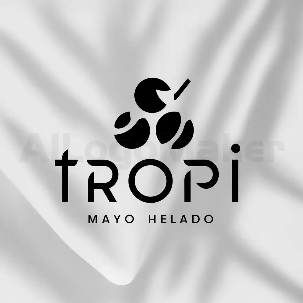 a logo design,with the text "TROPI MAYO Helado", main symbol:scoops of ice cream,Minimalistic,clear background