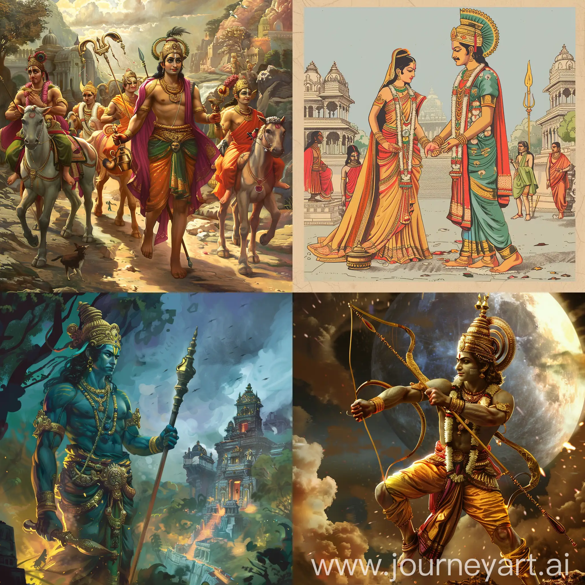 Five-Illustrations-of-the-Ramayana-Epic-Epic-Journey-Divine-Beings-Heroic-Battles