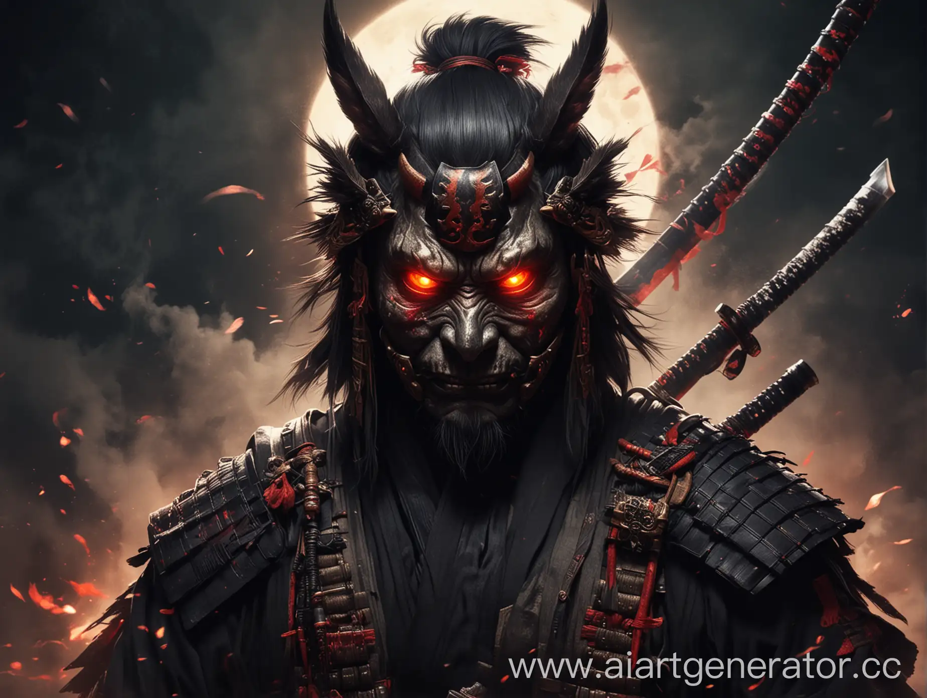 Samurai-Warrior-with-Glowing-Eyes-and-Tengu-Mask