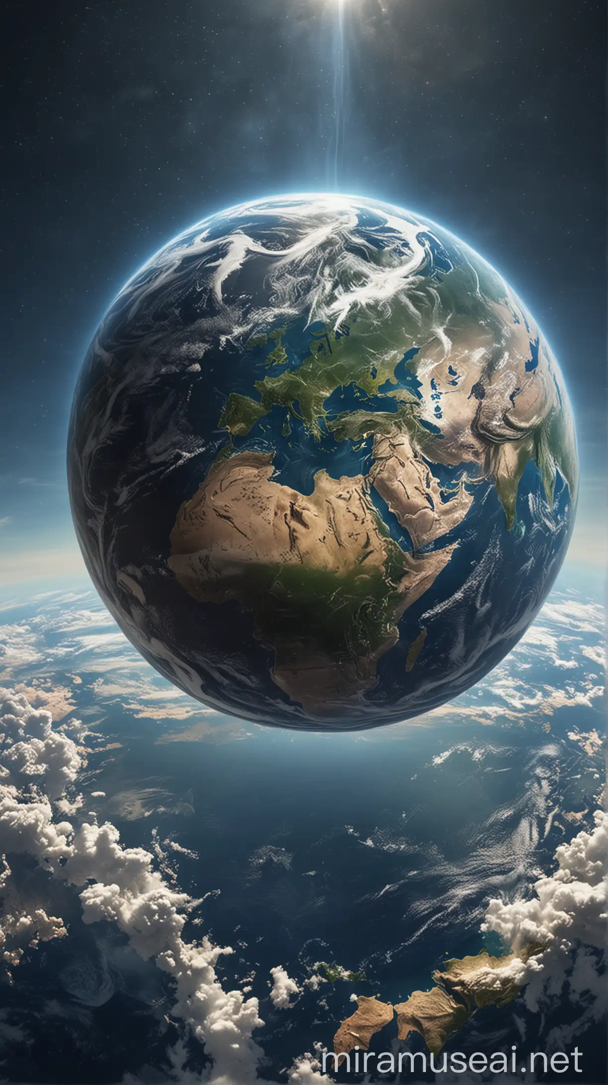 vA serene and majestic image of the Earth, symbolizing stability and nurturing. hyper realistic