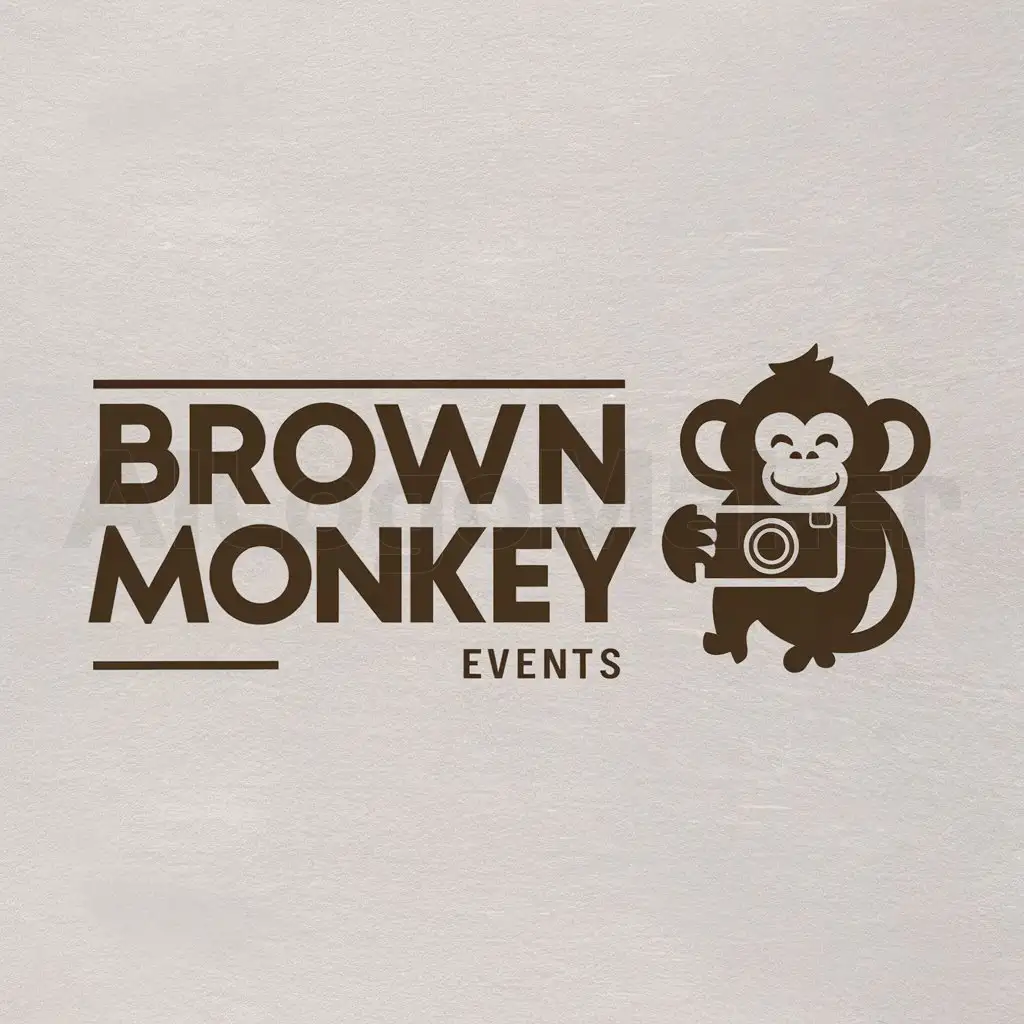 LOGO-Design-For-Brown-Monkey-Playful-Monkey-Camera-Emblem-for-Events-Industry