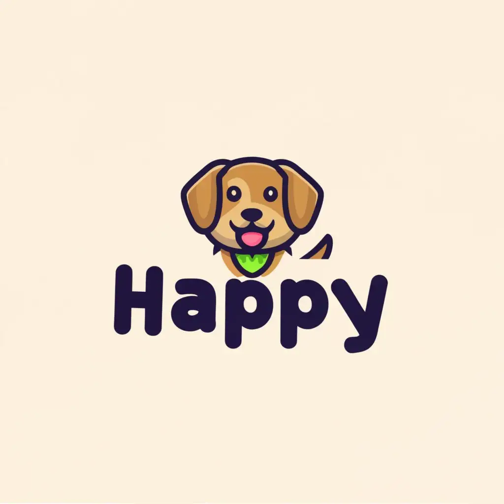 a logo design,with the text "happy", main symbol:dog,Moderate,be used in education industry,clear background