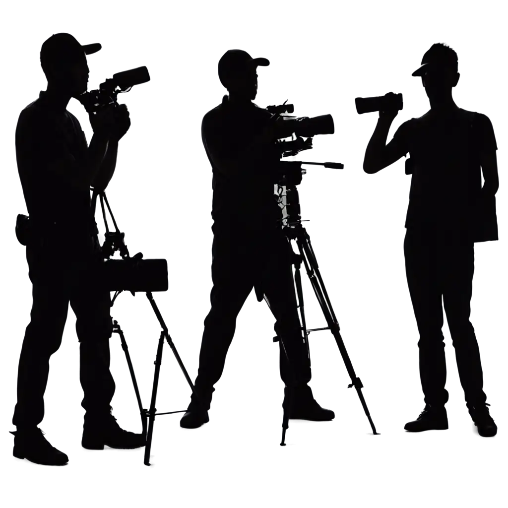 Cameraman-with-Video-Camera-Silhouettes-PNG-Capturing-the-Essence-of-Cinematic-Moments