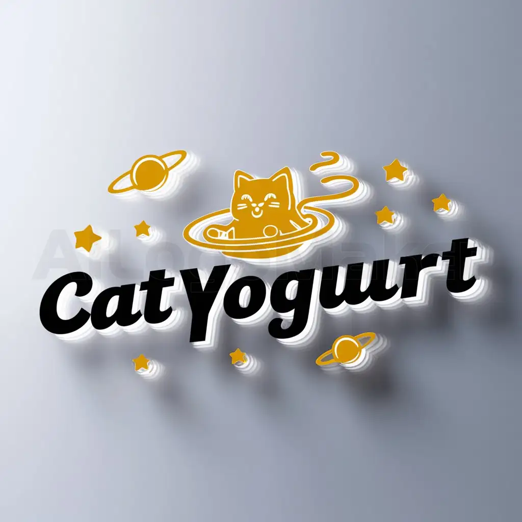 a logo design,with the text "catyogurt", main symbol:cat space,Moderate,be used in yogurt/dessert/light meal industry,clear background