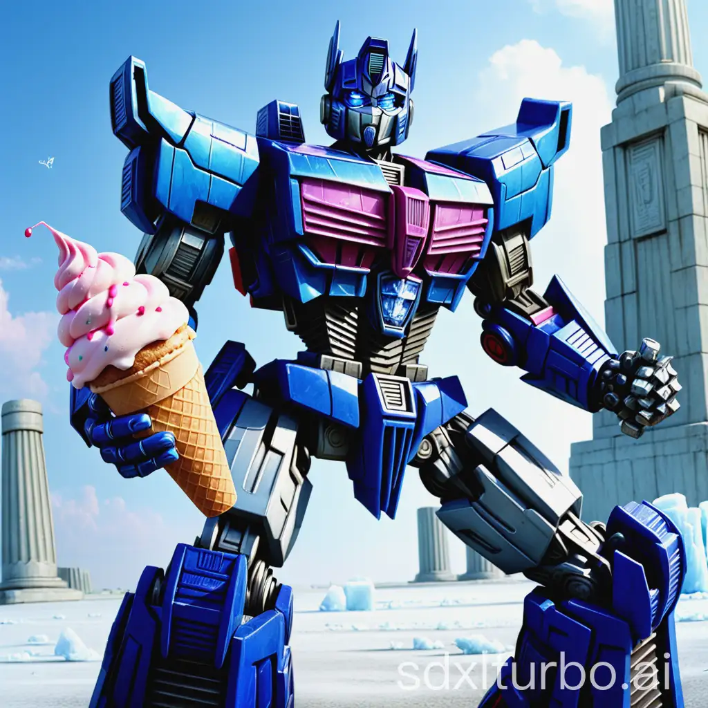 Transformers-Enjoying-Ice-Cream-Beneath-Heavenly-Pillars