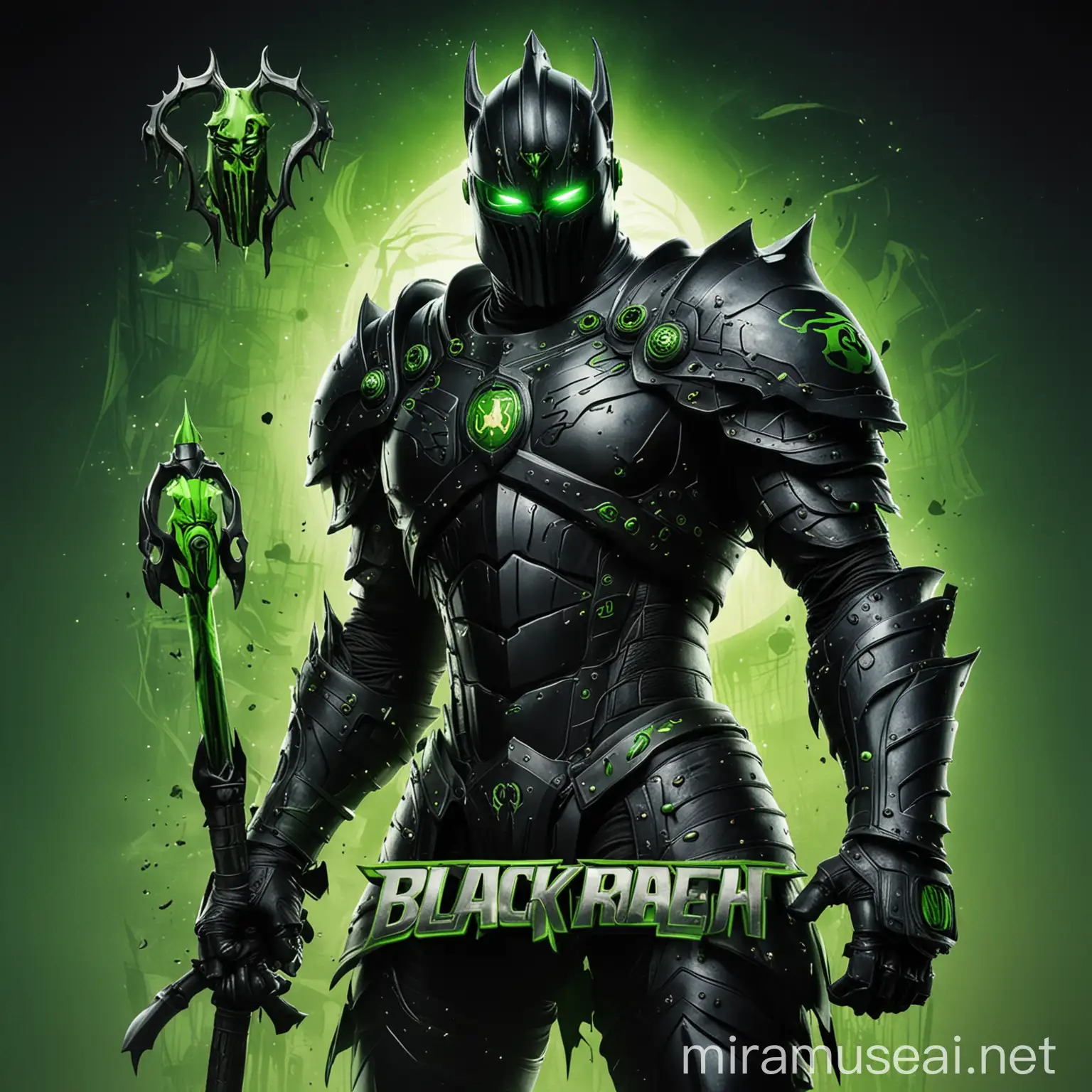 Mysterious Black Knight Warrior with Green and Black Theme Featuring Ben 10 Logo