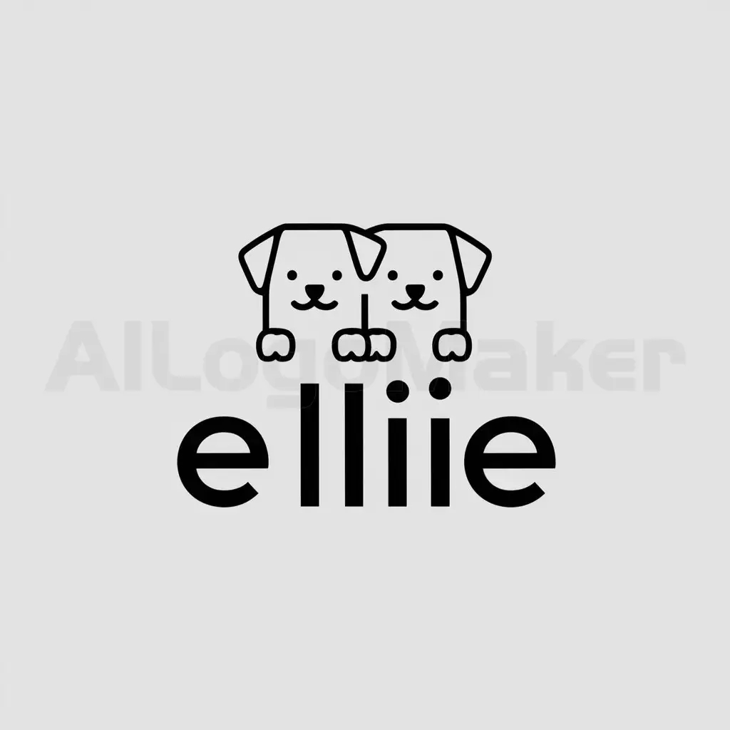 a logo design,with the text "Ellie", main symbol:doggies,Minimalistic,clear background