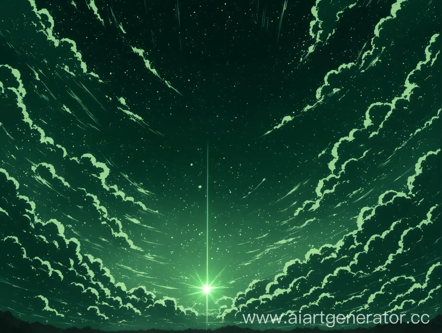 пыльное темно-зеленое небо в стиле аниме волшебство 