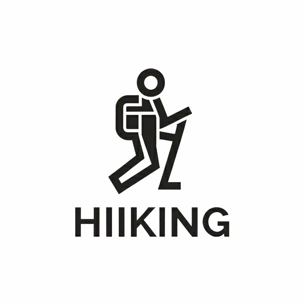 a logo design,with the text "hiking", main symbol:a hiker or a hiker,Minimalistic,be used in Travel industry,clear background