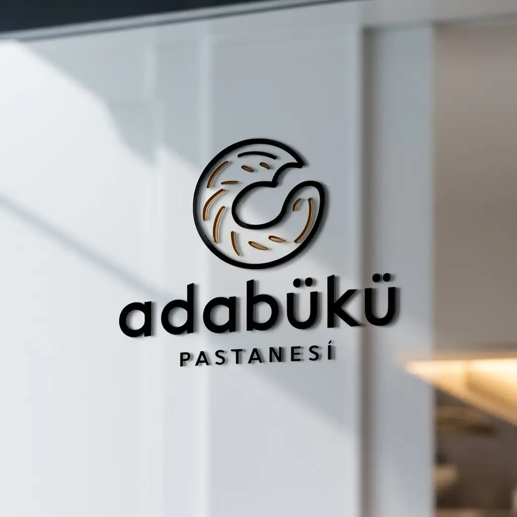 a logo design,with the text "Adabükü pastanesi", main symbol:Simit,Minimalistic,be used in Restaurant industry,clear background