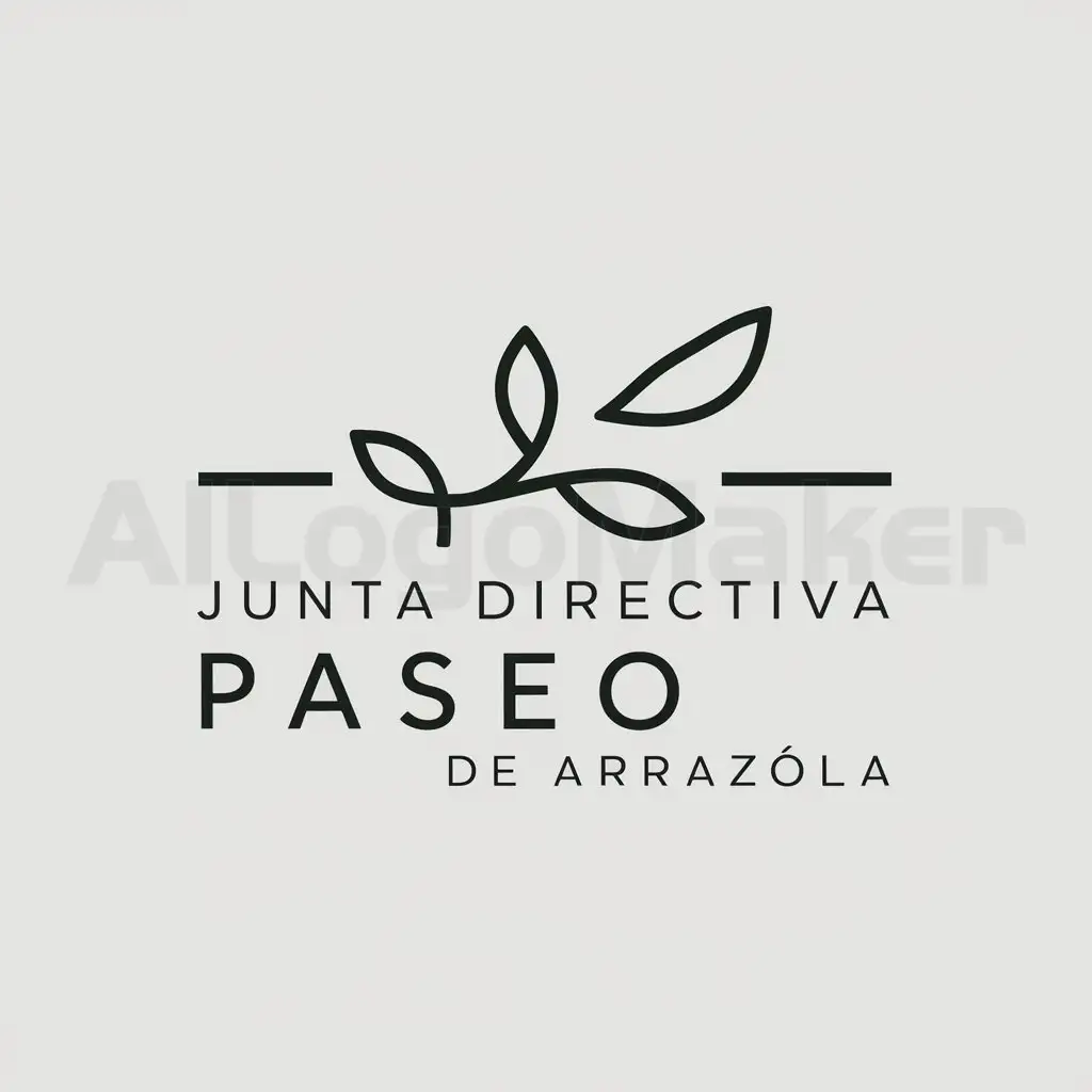 a logo design,with the text "Junta Directiva Paseo de Arrazola", main symbol:Rama con 3 hojas,Minimalistic,clear background