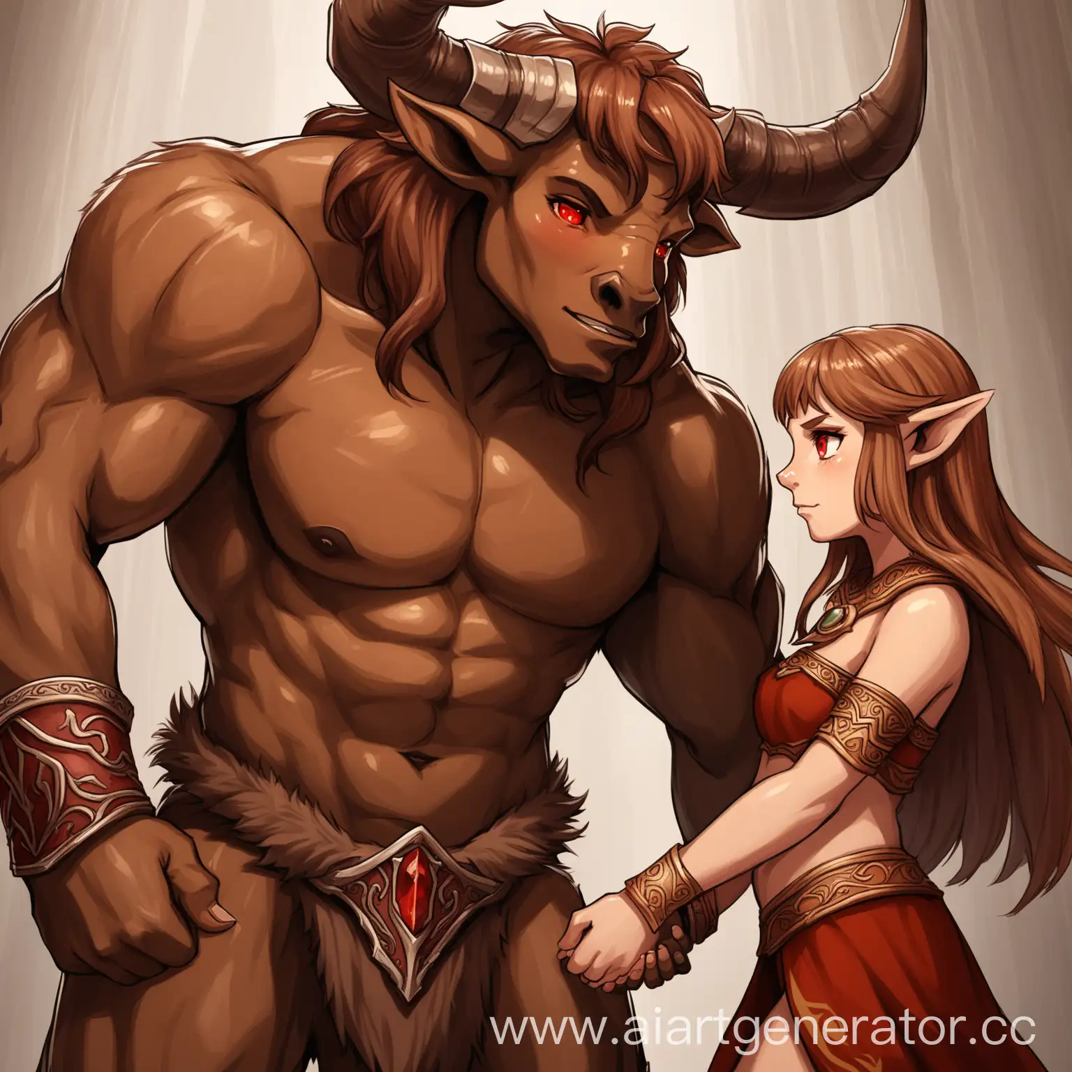 Minotaur-and-HalfElf-Girl-Journeying-Together