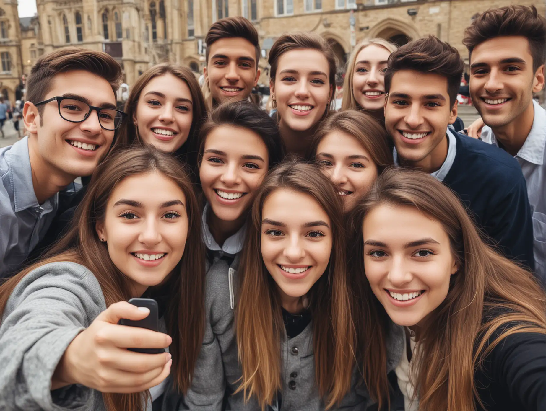 University Friends Taking a Selfie Together
