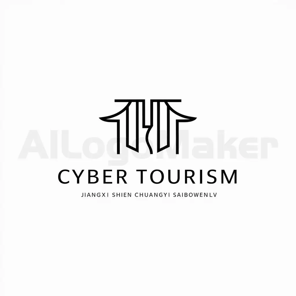 a logo design,with the text "Cyber Tourism", main symbol:jiangxi shen chuangyi saibowenlv,Minimalistic,be used in Travel industry,clear background
