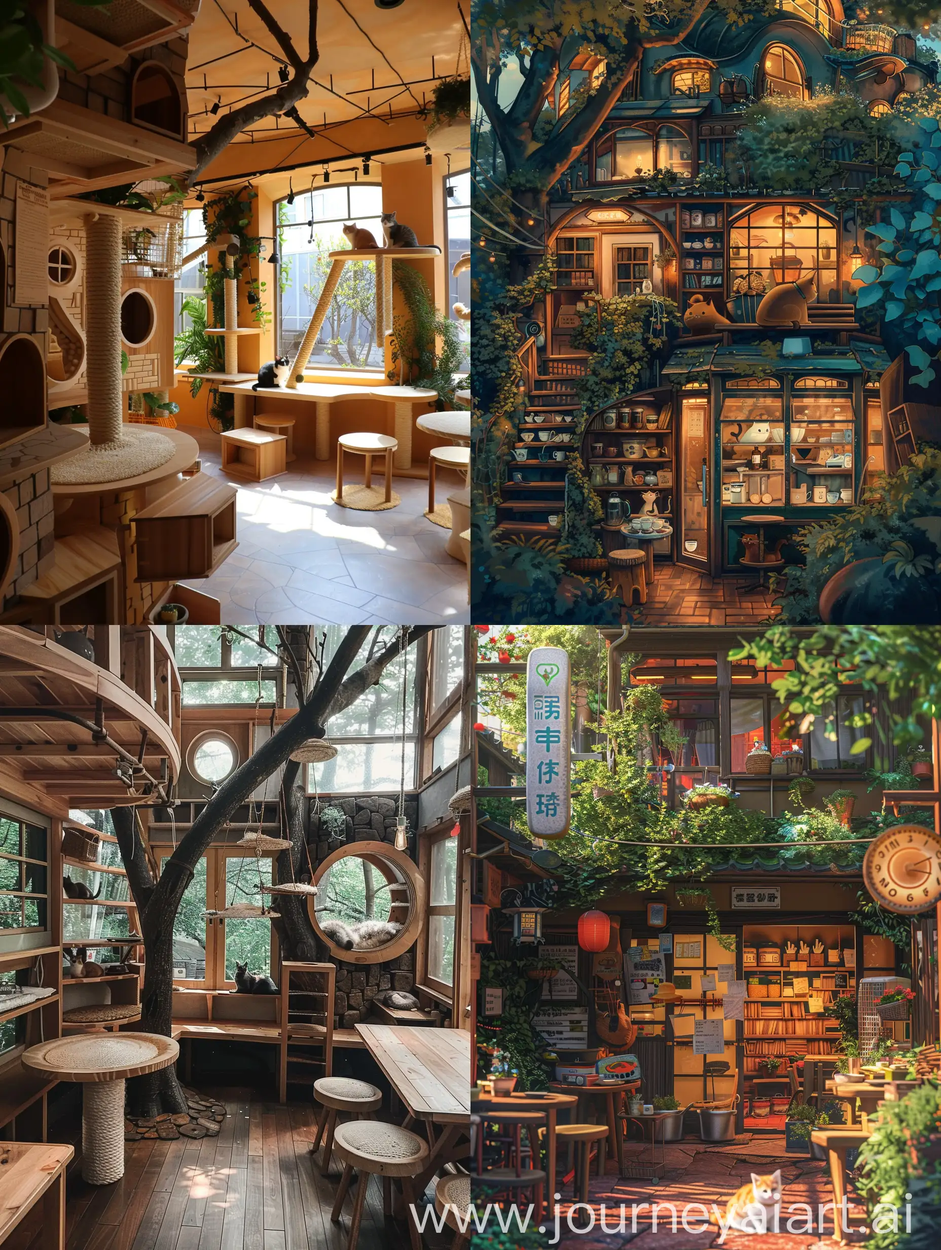  studio ghibli style coffee house cat sanctuary