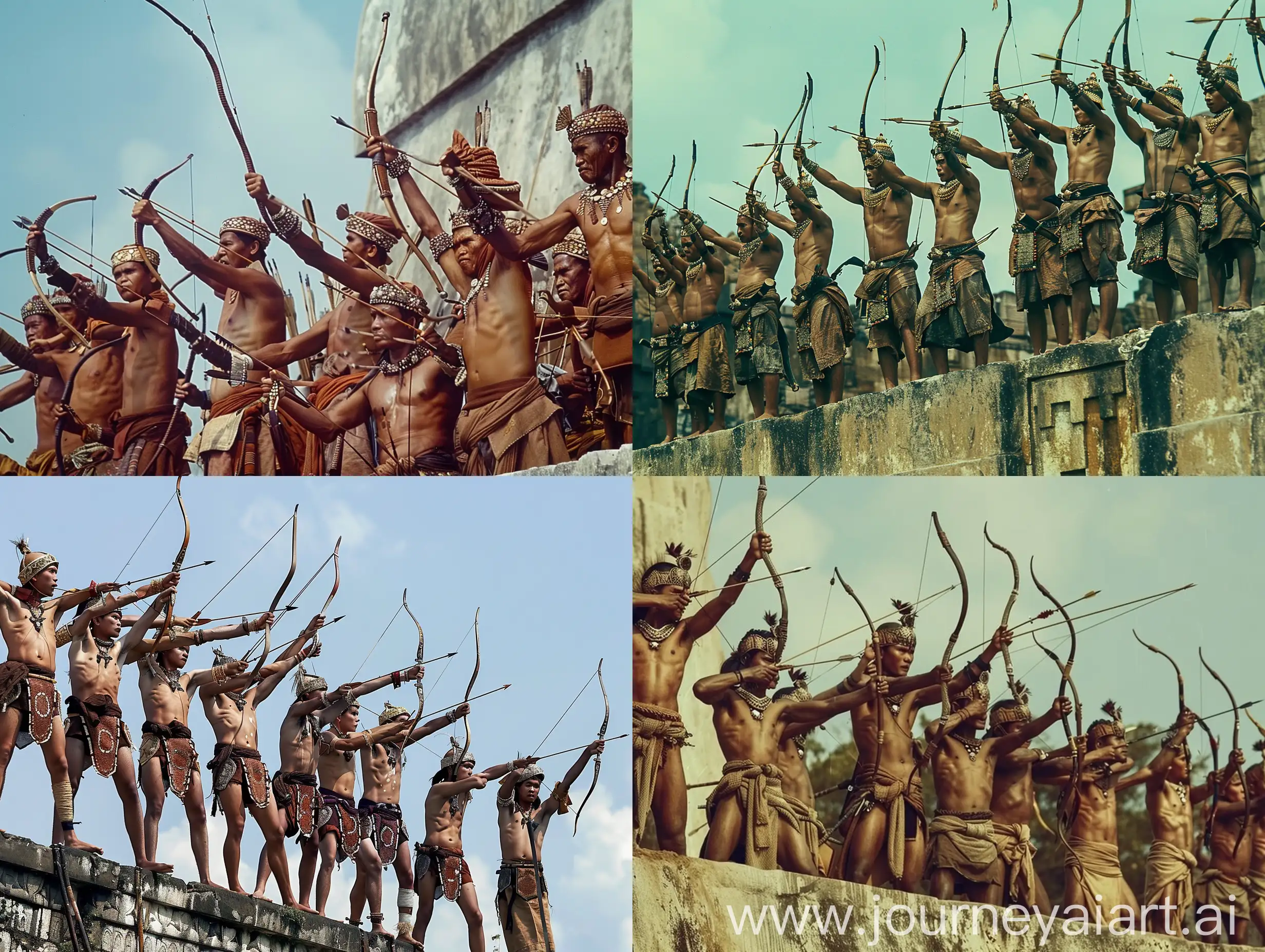 Majapahit-Warrior-Archers-Defending-Royal-Walls-with-Upward-Aimed-Arrows