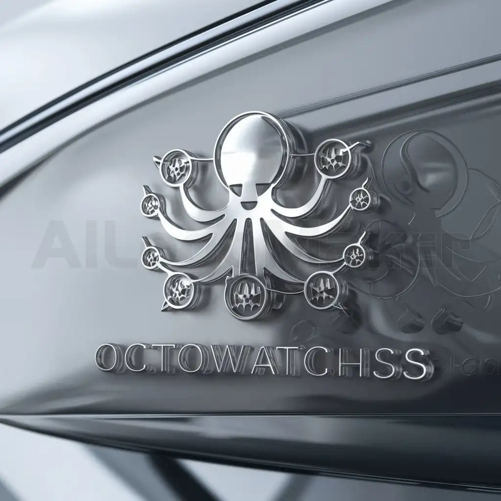 a logo design,with the text "octowatches", main symbol:octopus and watch,complex,clear background
