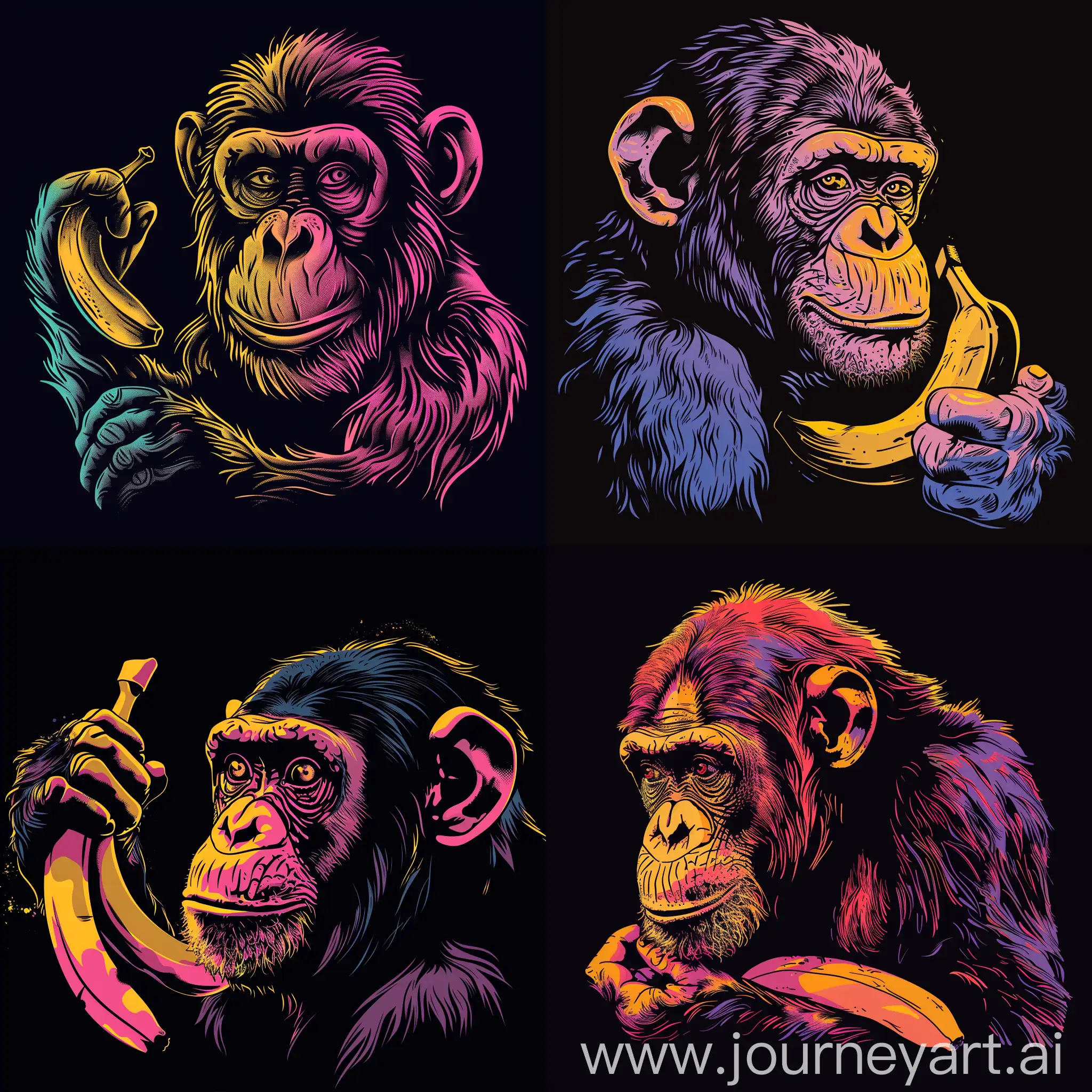 Playful-Big-Monkey-Holding-Banana-in-Sketchy-Comics-Style-Illustration