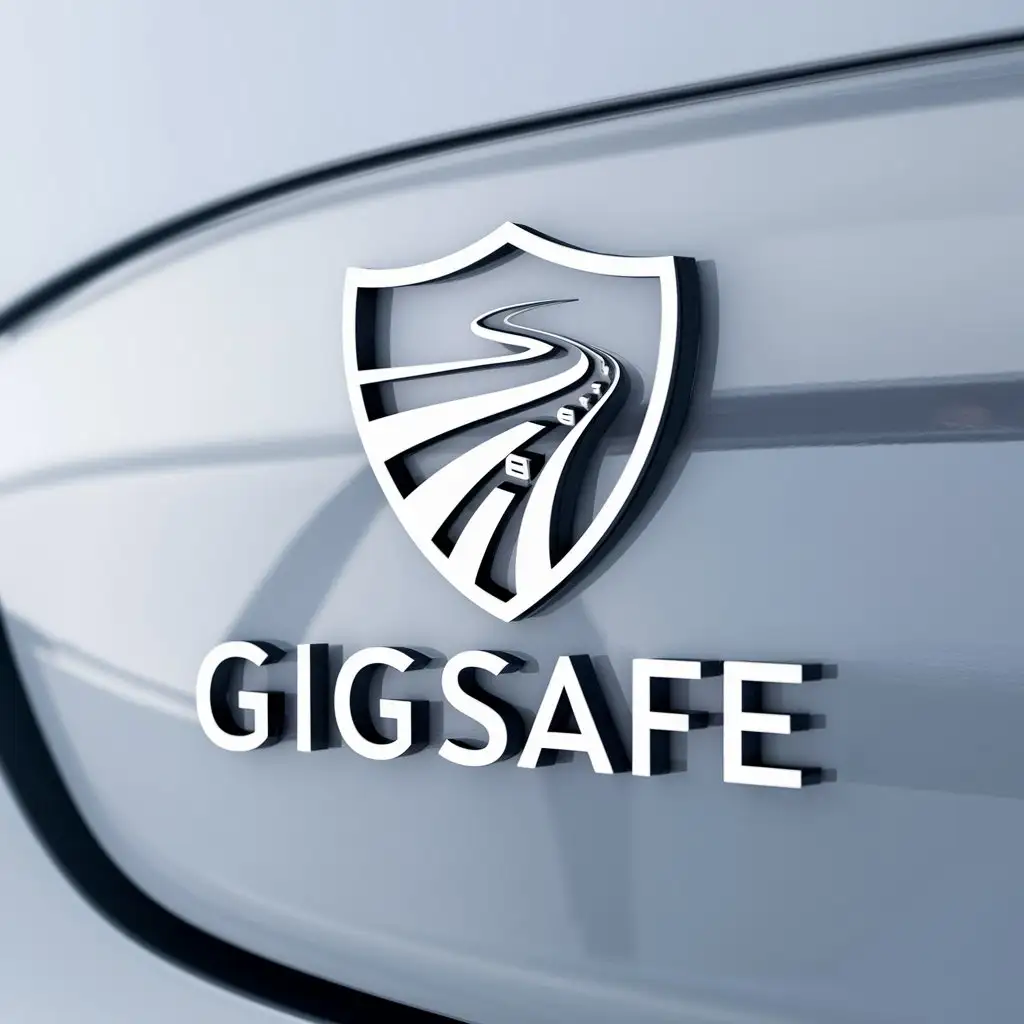 a logo design,with the text "GigSafe", main symbol:shield with subtle elements of driver routes,Moderate,be used in Automotive industry,clear background