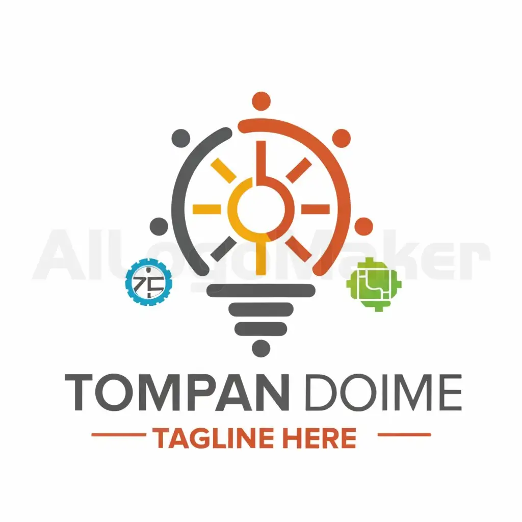 a logo design,with the text "Innovation Service", main symbol:Bulb, gears, dots, circle, square, triangle, tree, lines,Moderate,be used in Technology industry,clear background