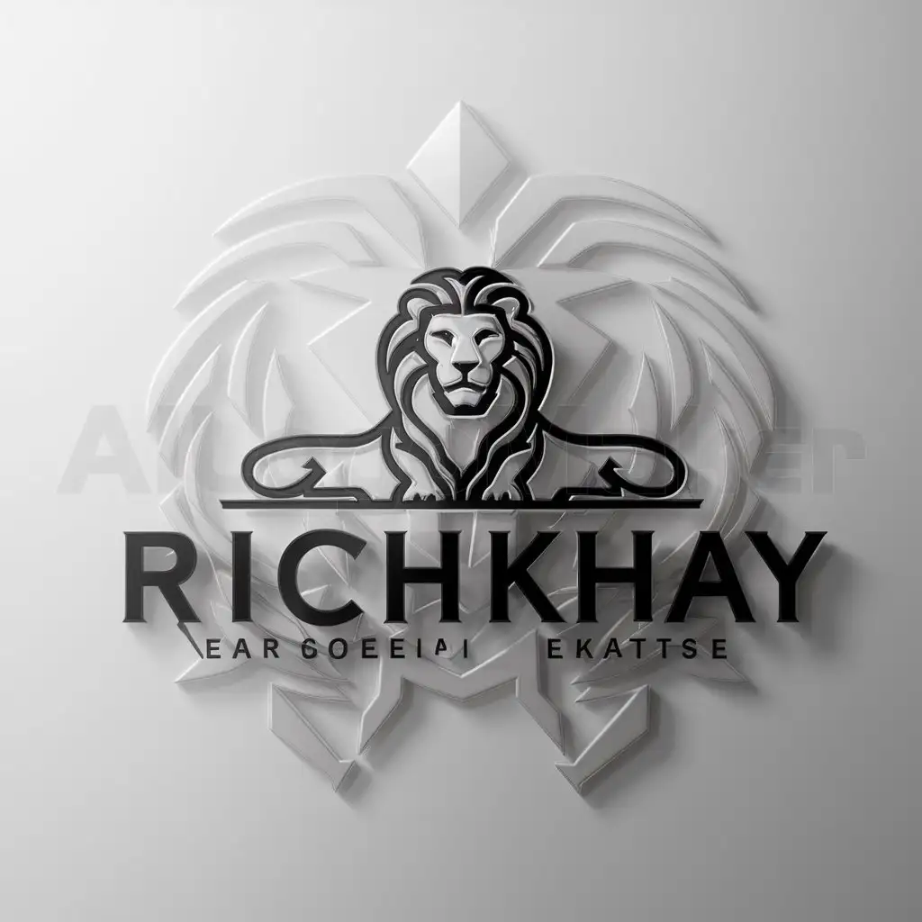 a logo design,with the text "Richkhay", main symbol:Lion,Moderate,clear background