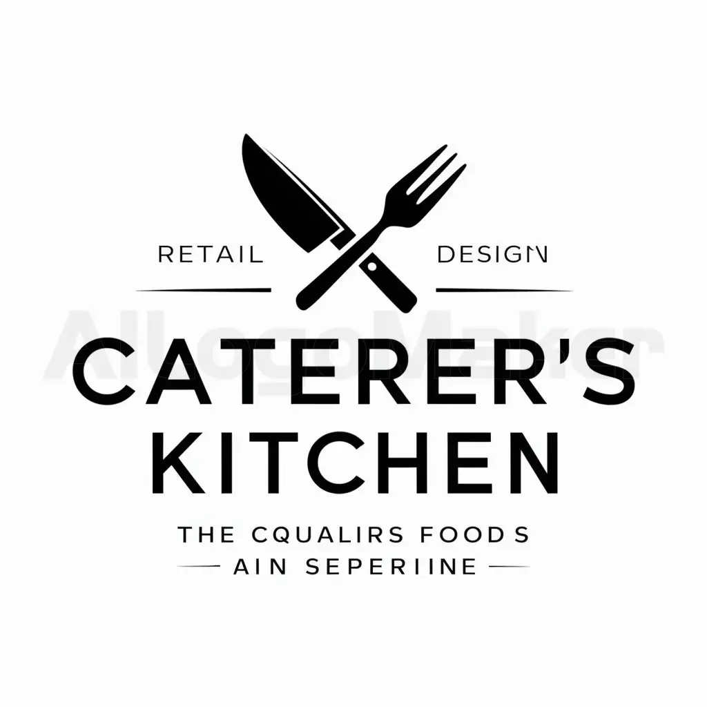 LOGO-Design-For-Caterers-Kitchen-Elegant-Knife-and-Fork-Emblem-for-Retail-Industry