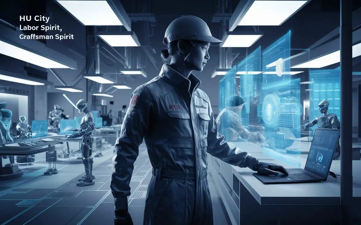 Imagine the life of production of industry workers in the new era under the theme of ‘labor model spirit, labor spirit, craftsman spirit’, and depict the future labor scene, Deer City Data Center