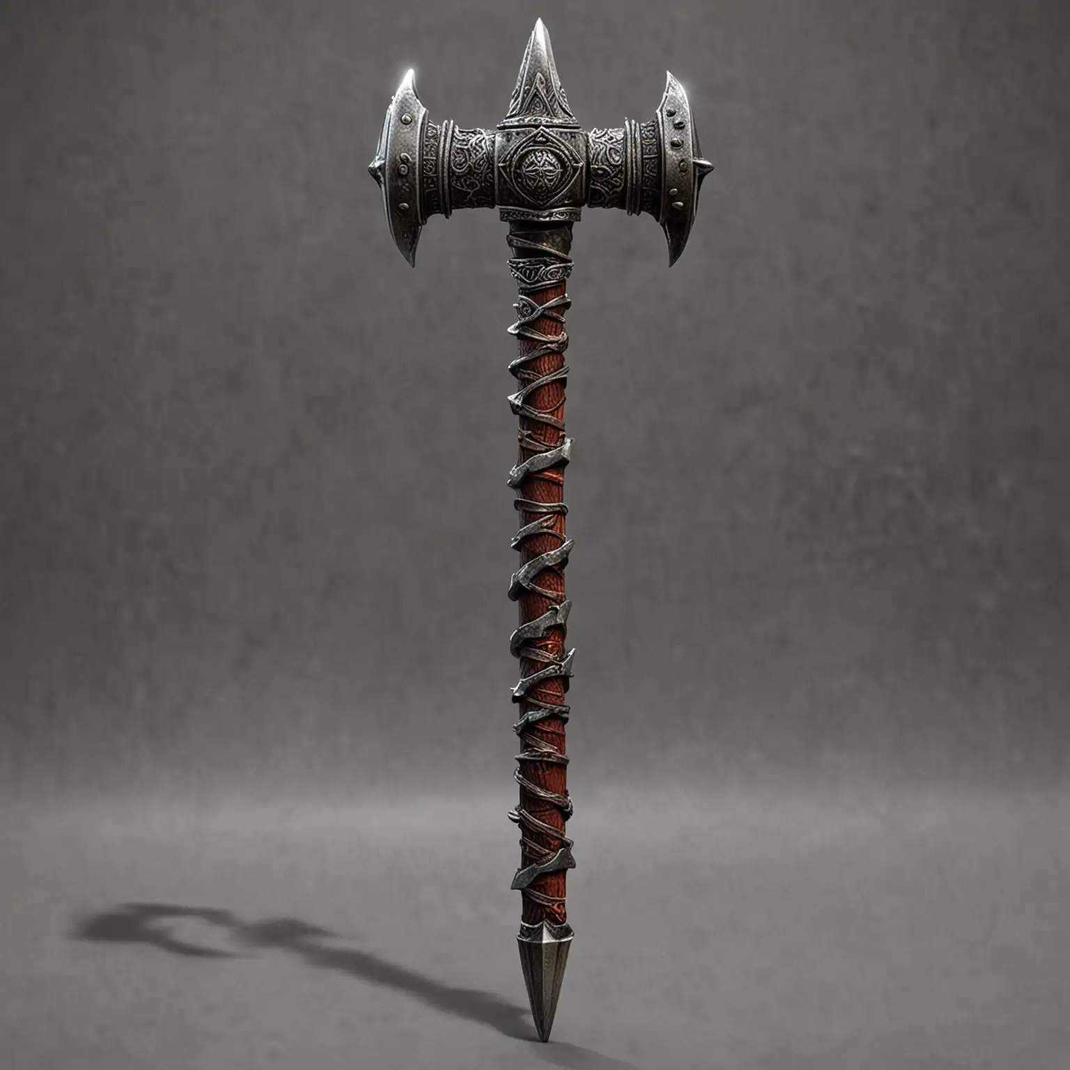 Fantasy-Dwarf-Battle-Hammer-with-Spiked-Head-and-Slender-Handle