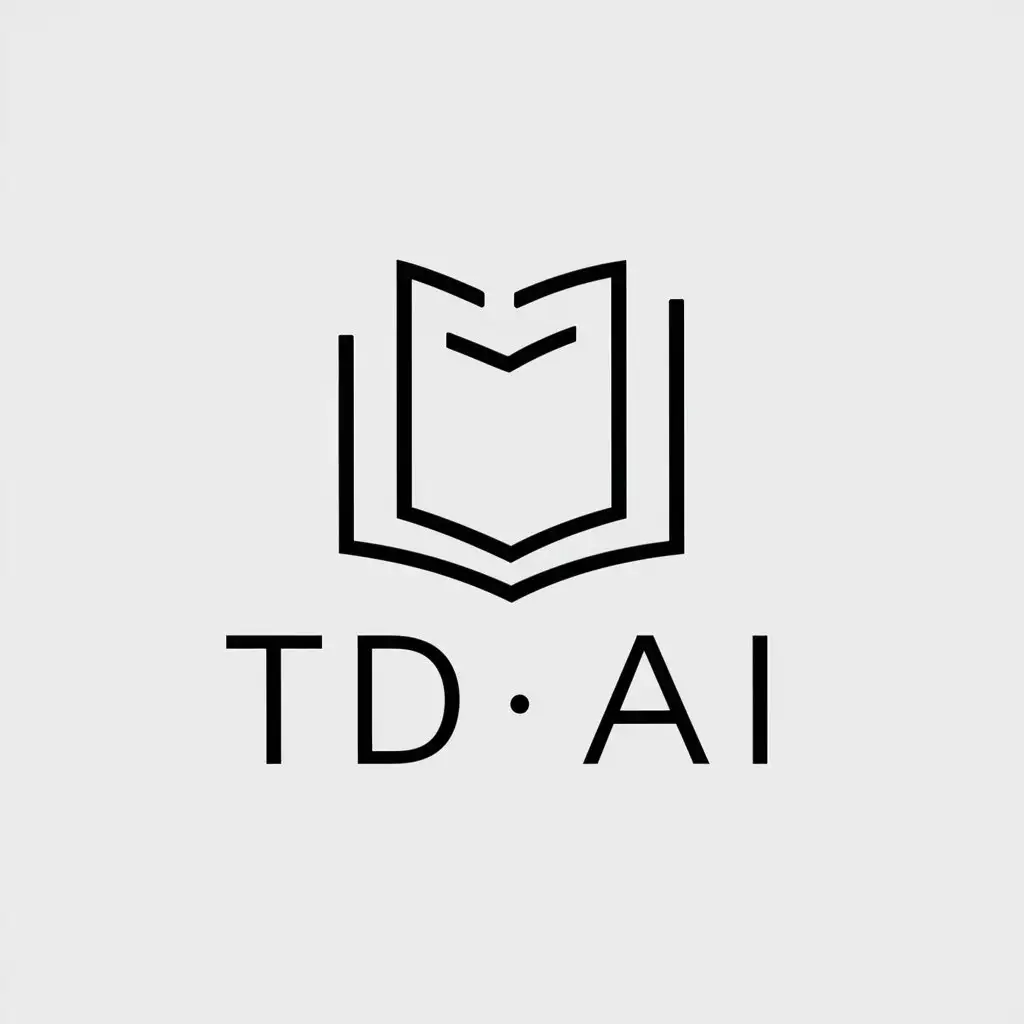 a logo design,with the text "TD AI", main symbol:development documentation website, AI related, also technology feel,Minimalistic,be used in Internet industry,clear background