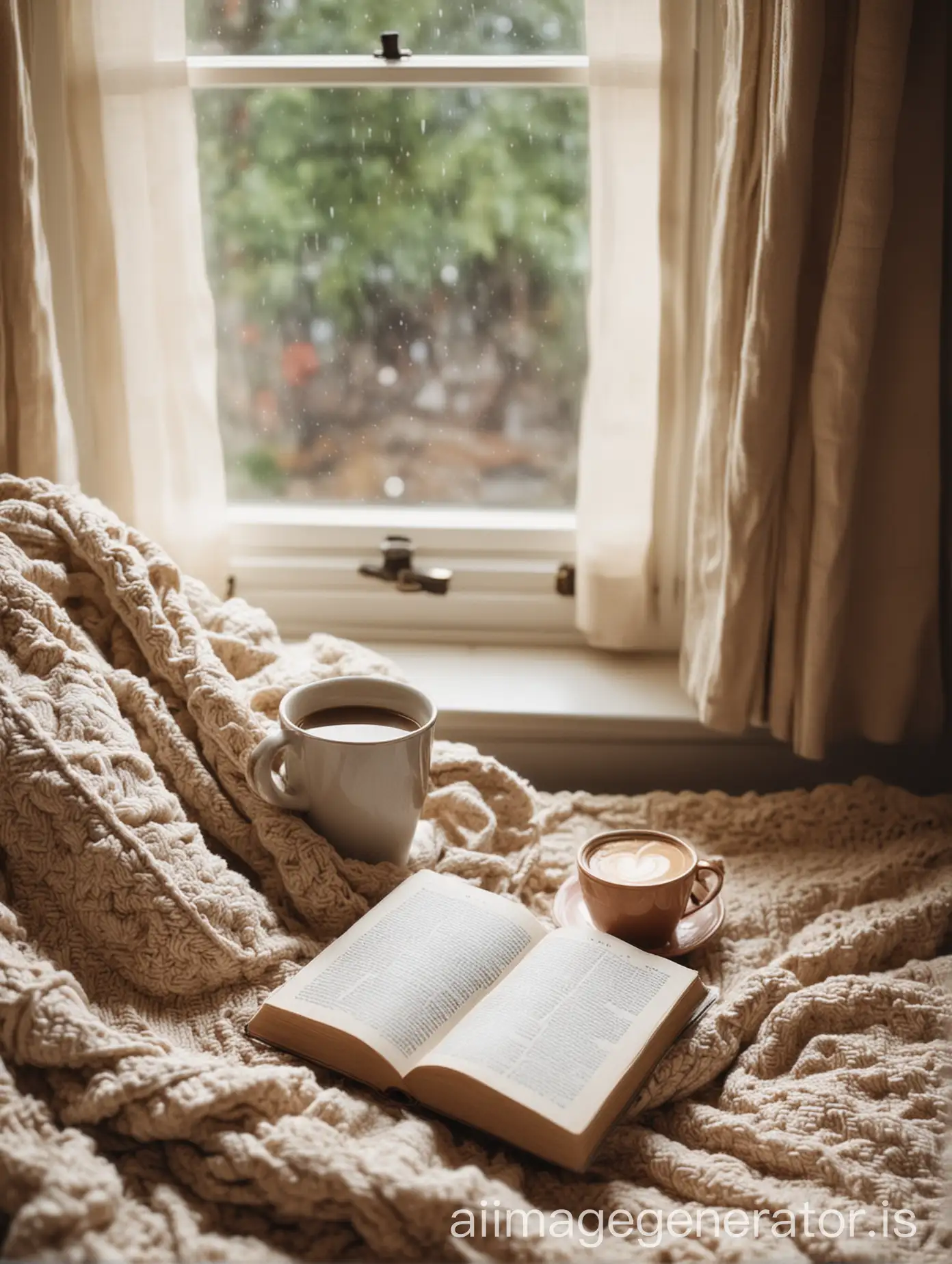 Cozy-Reading-Nook-with-Book-Coffee-Cup-and-Blanket