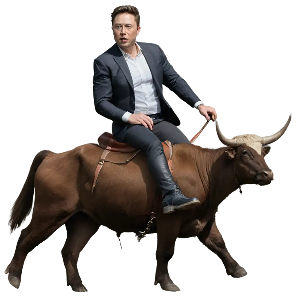 Elon Musk riding a bull