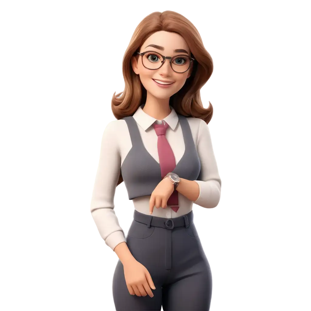 Pretty-Young-Woman-Avatar-PNG-Cartoon-and-3D-Image-with-Glasses-Fair-Skin-and-Mask