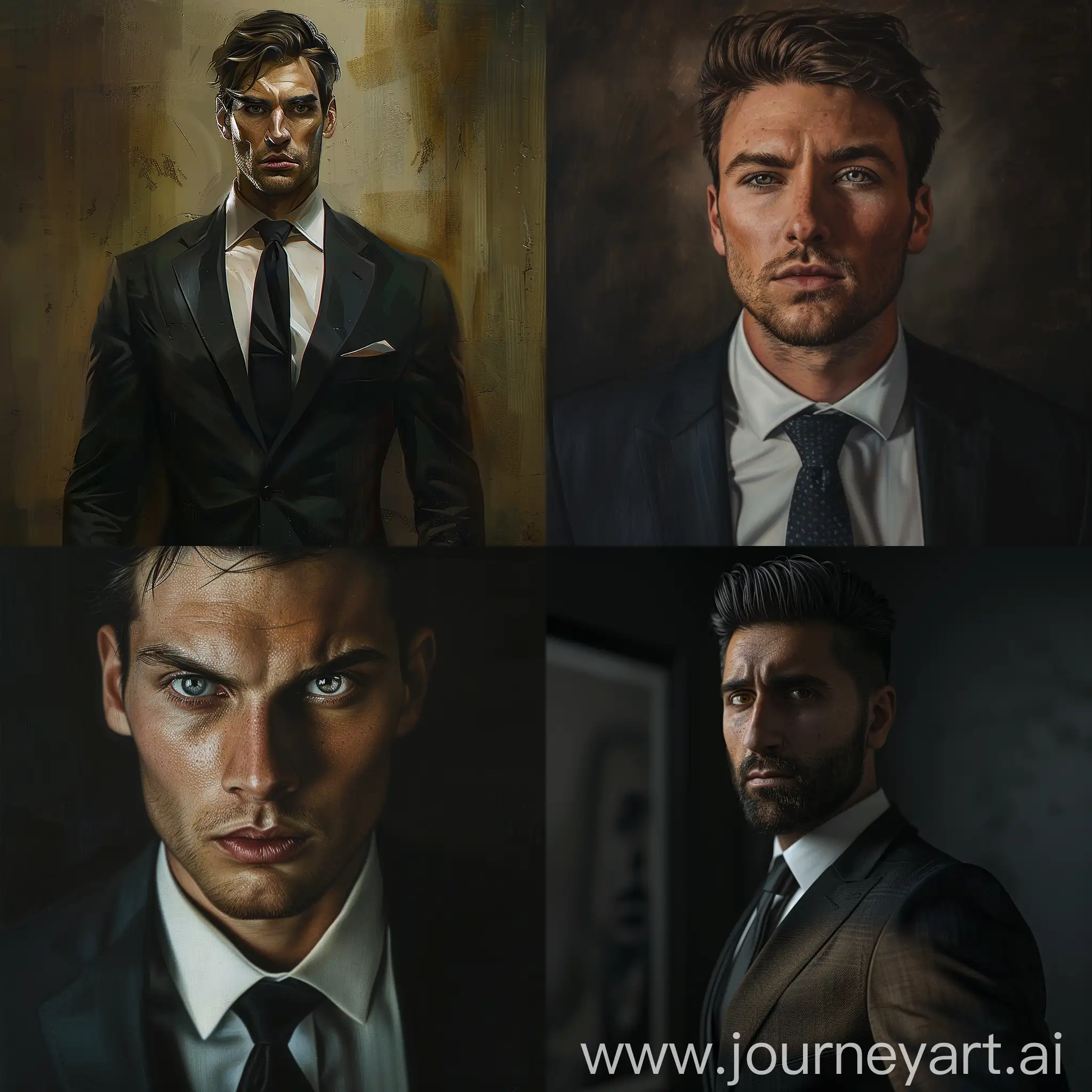 man in a suit who looks at the camera realism