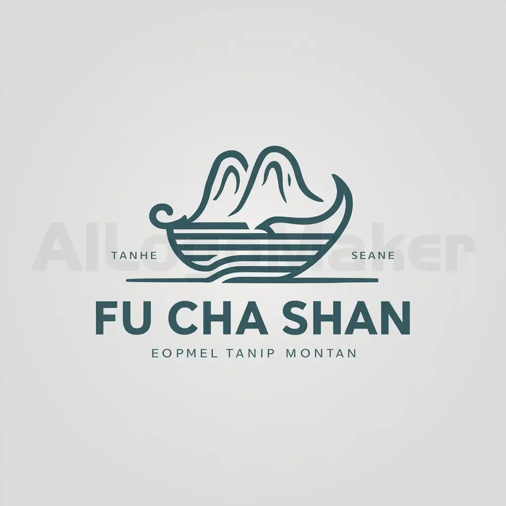 a logo design,with the text "FU CHA SHAN", main symbol:Tianhe Ship Mountain,Moderate,be used in Travel industry,clear background