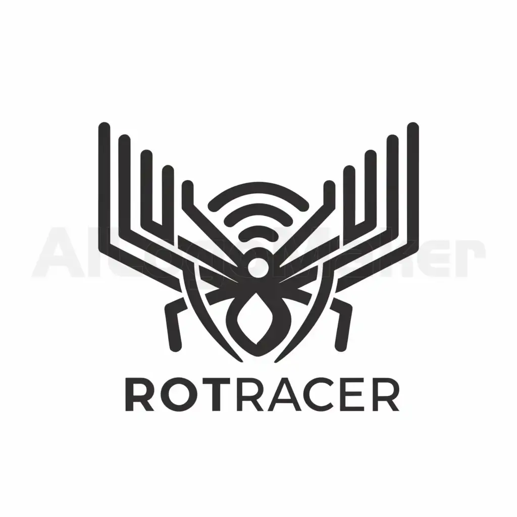 a logo design,with the text "RoTracker", main symbol:spider with radio waves,Moderate,clear background