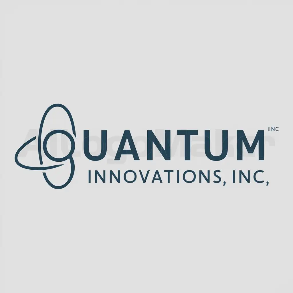 a logo design,with the text "Quantum Innovations, Inc.", main symbol:atom,Minimalistic,clear background