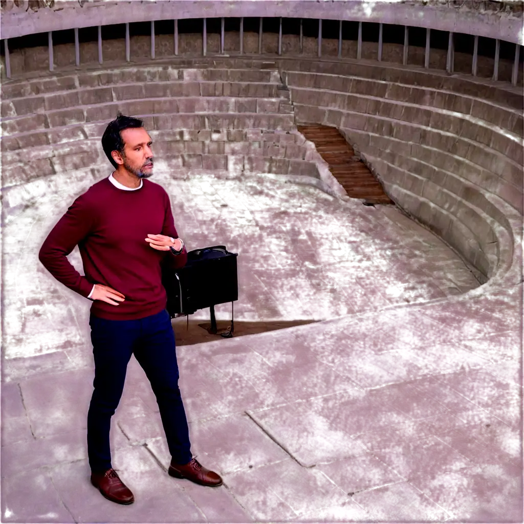 Thierry-Langouet-in-an-amphitheater-Capturing-the-Essence-in-a-HighQuality-PNG-Image