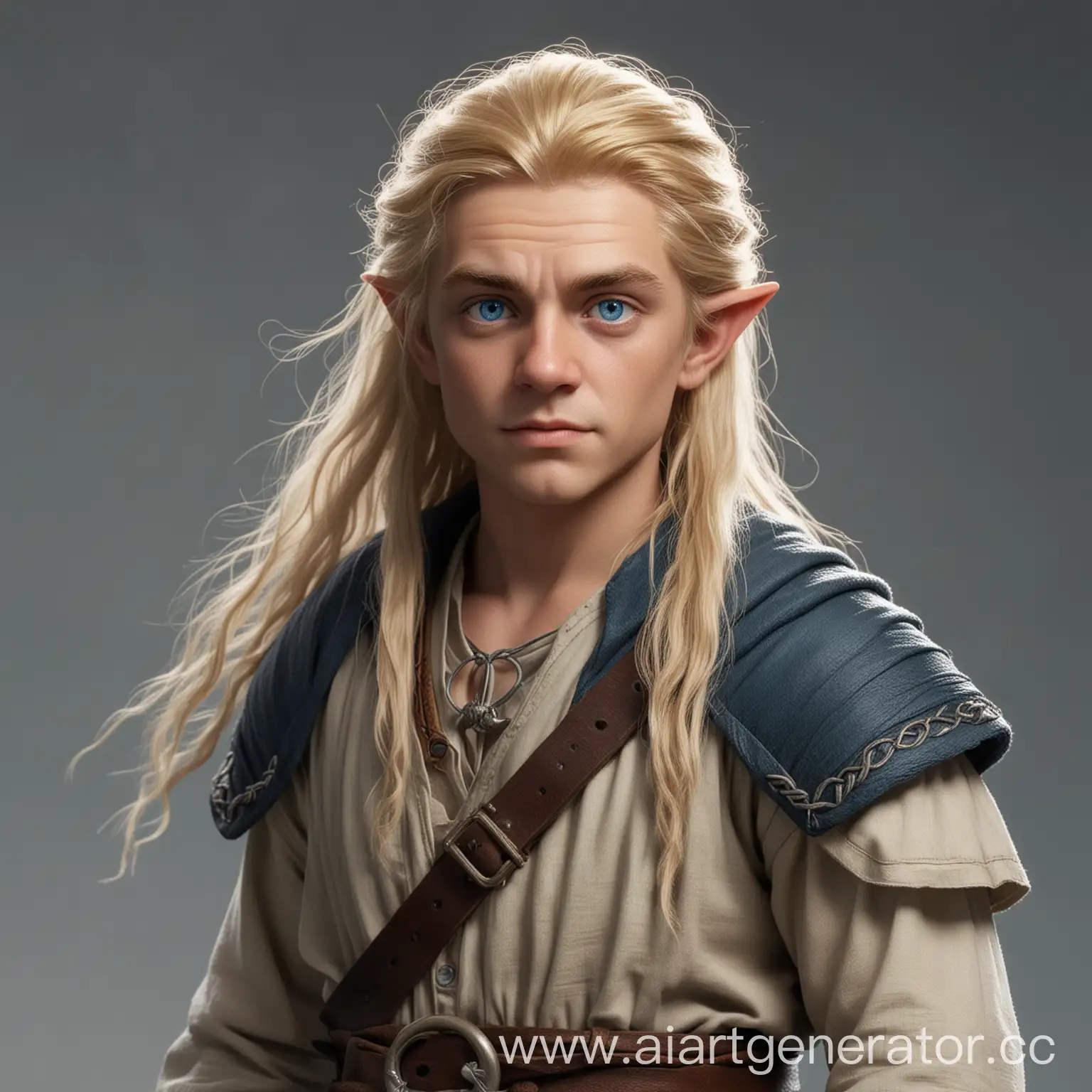 друид моряк полурослик мужчина русые волосы голубые глаза полный рост

