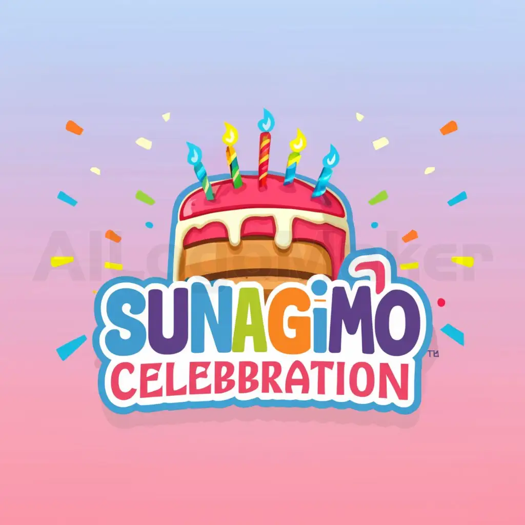 a logo design,with the text "Sunagimo TV birthday celebration", main symbol:cake,Moderate,be used in Entertainment industry,clear background