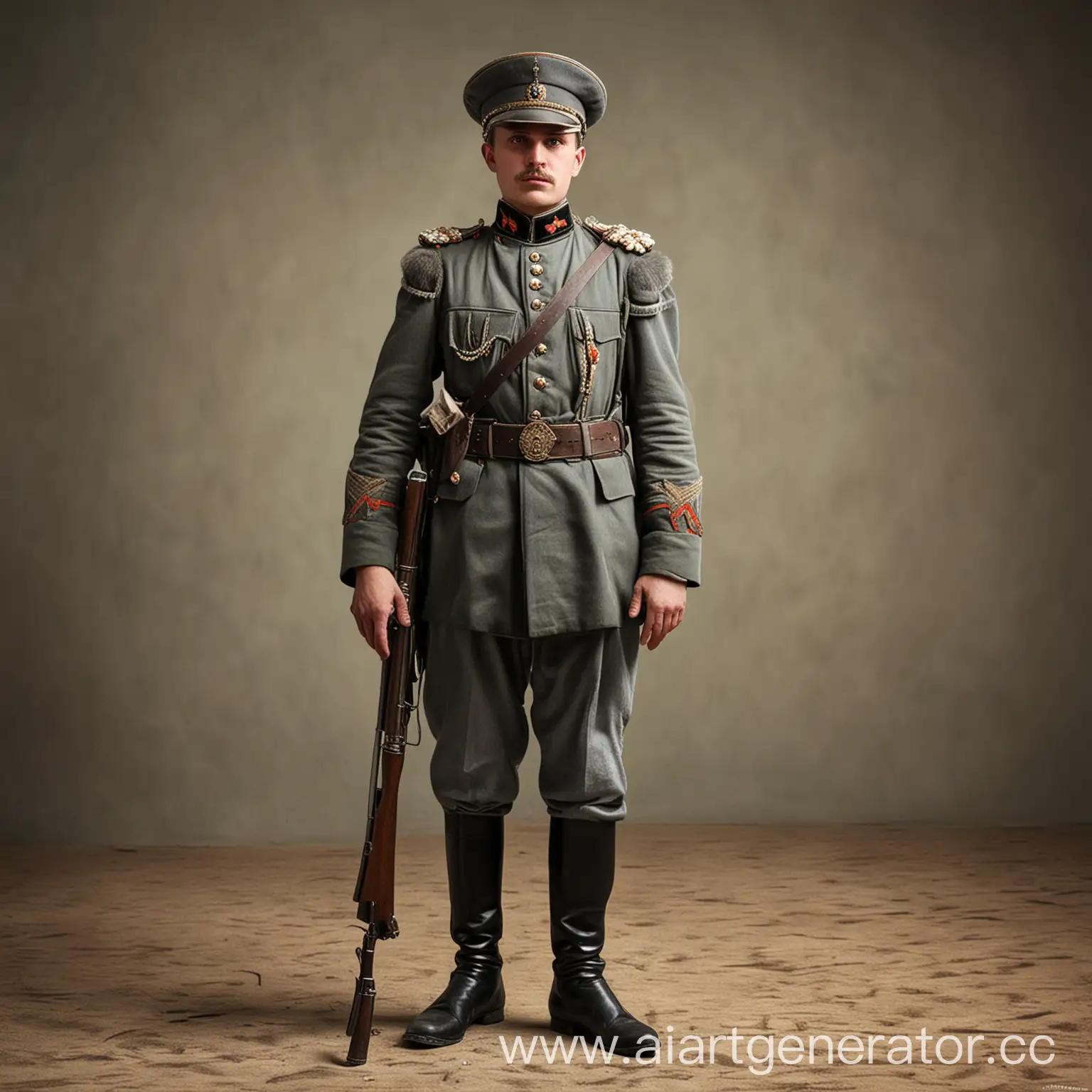 Солдат Российской Империи в 1900 г, в полный рост, с винтовкой в руках