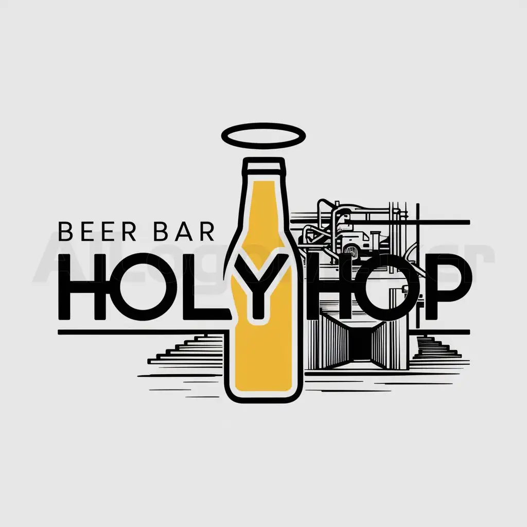 LOGO-Design-For-Beer-Bar-Holy-Hop-Refreshingly-Bold-with-Beer-Mug-and-Basement-Aesthetic