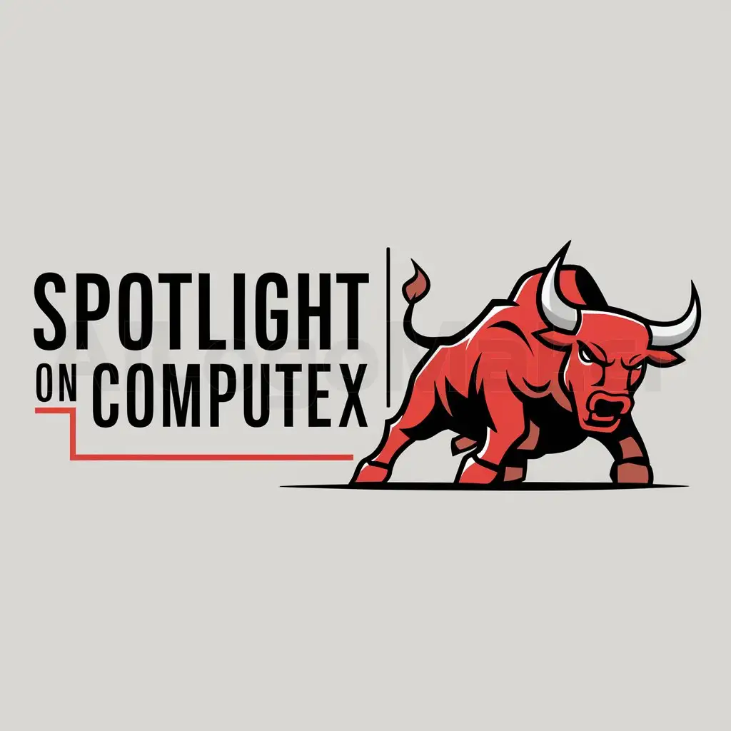 a logo design,with the text "Spotlight on COMPUTEX", main symbol:Raging bull,Moderate,be used in Finance industry,clear background