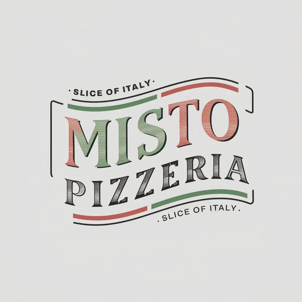 MISTO PIZZERIA, Branding Typography logo, Italy flag, Unique typing font, Brand identity, Slogan, Slice of Italy, PNG, white background