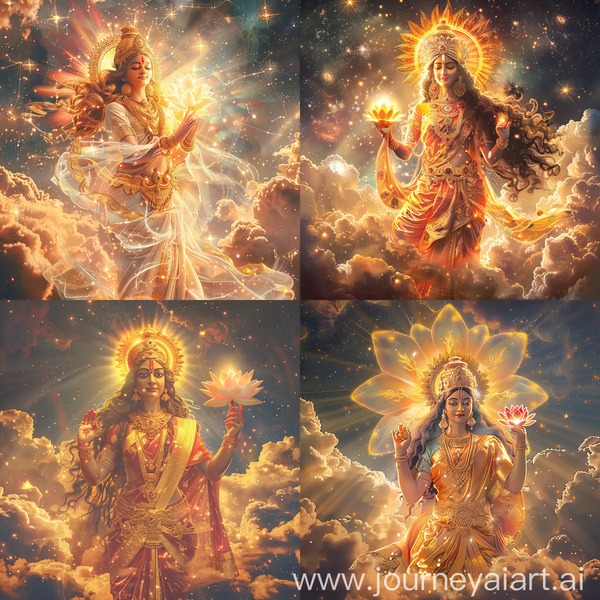 Graceful-Lord-Laxmi-Illustration-with-Lotus-Flower-and-Golden-Light