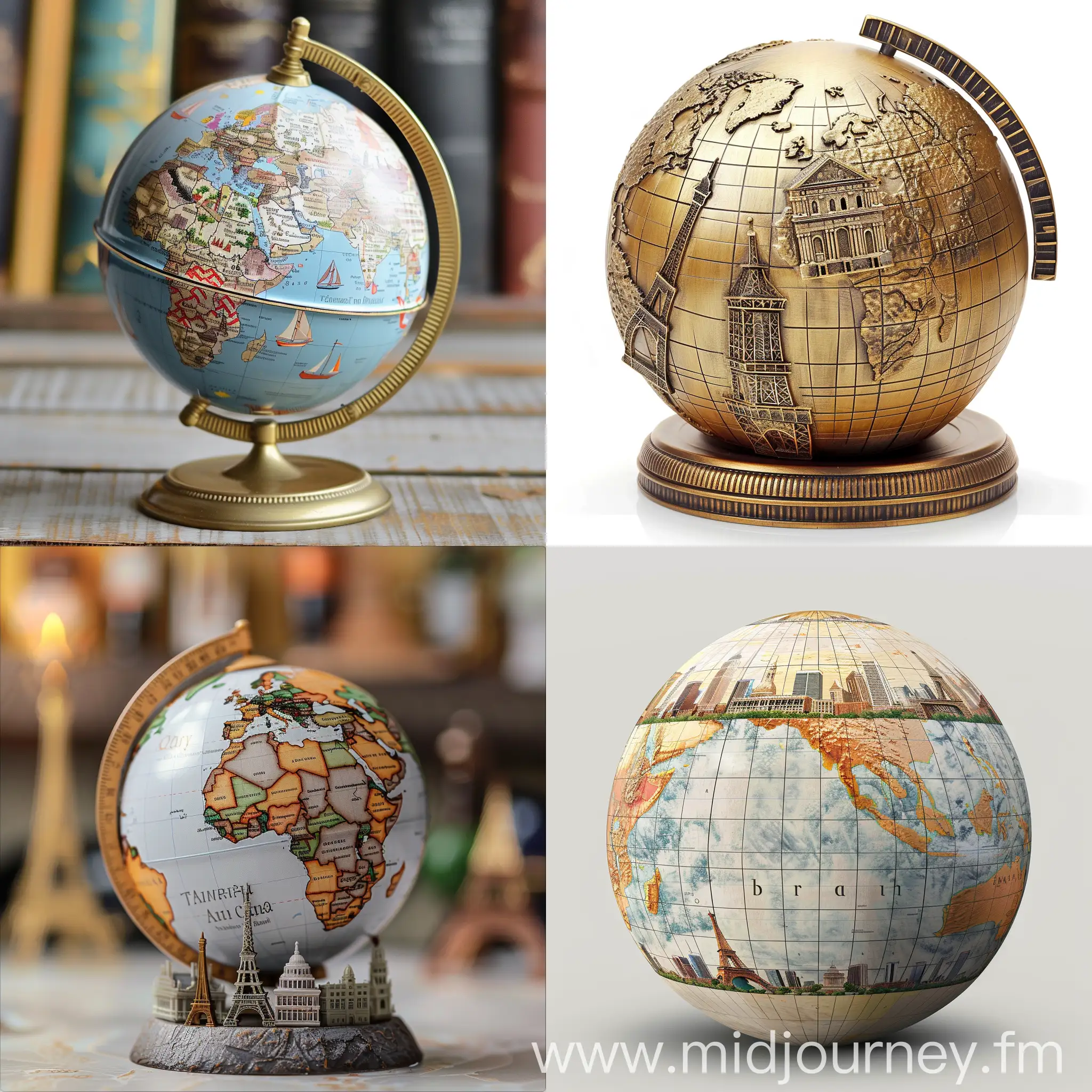 Globe with Travel Landmarks Iconic Symbols of Global Exploration ...