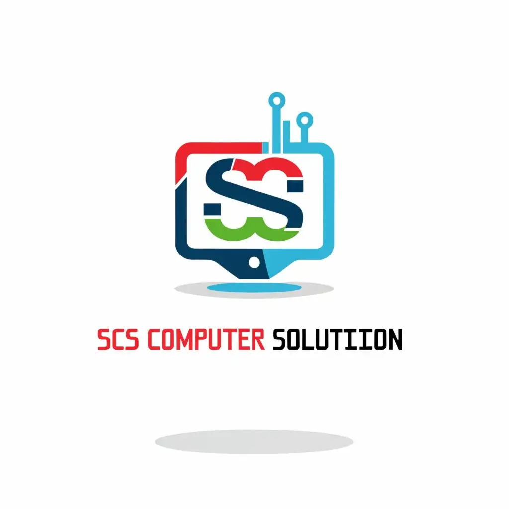 LOGO-Design-For-SCS-Computer-Solution-Modern-Computer-Symbol-on-Clear-Background